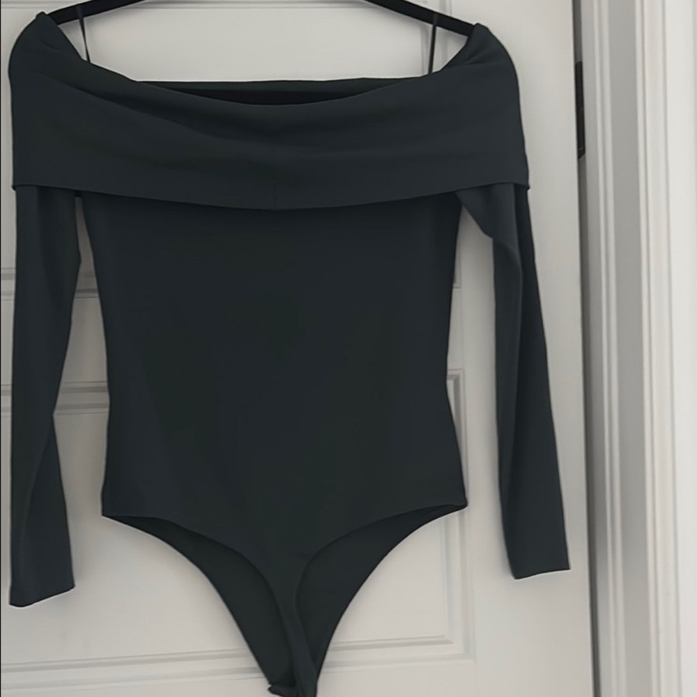 Aritzia Green Off-Shoulder Bodysuit